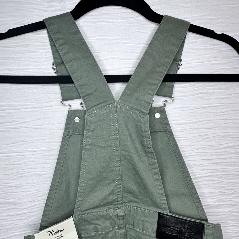 Silver Jeans Co Green Nisha Short Overalls Adjustable Straps Girls 6 NWT - Picture 9 of 12